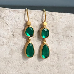 DOUBLE DROP EMERALD EARRINGS