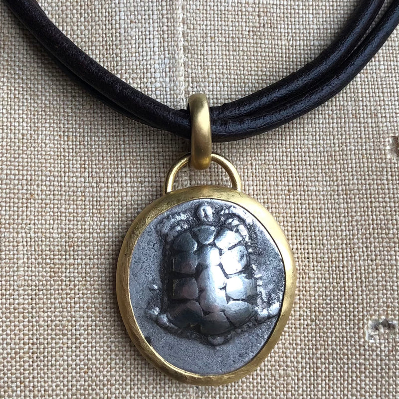 ANCIENT COIN ON LEATHER NECKLACE