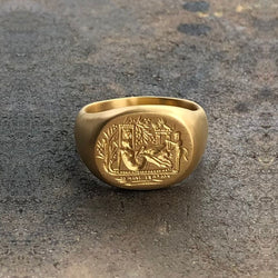 22K GOLD RING OVAL ENGRAVED SIGNET