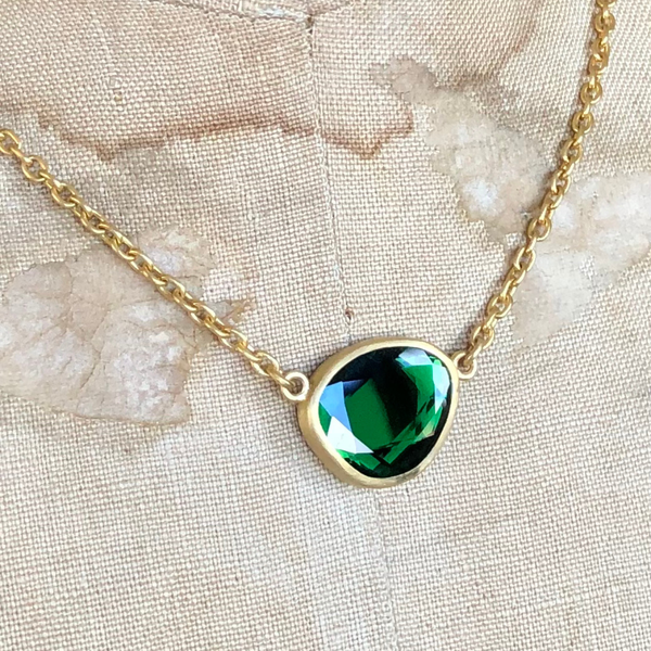 GREEN CHROME TOURMALINE PENDANT NECKLACE