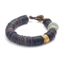 AGATE & GOLD DISC BRACELET WITH TURQUOISE