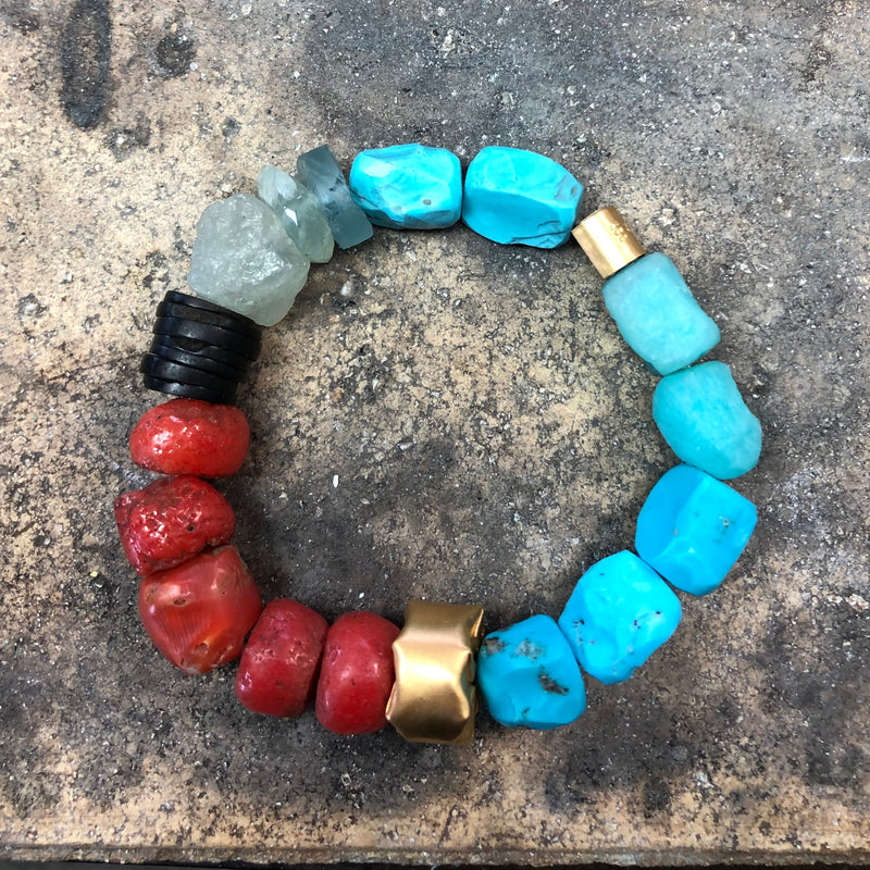 CORAL AND TURQUOISE BRACELET