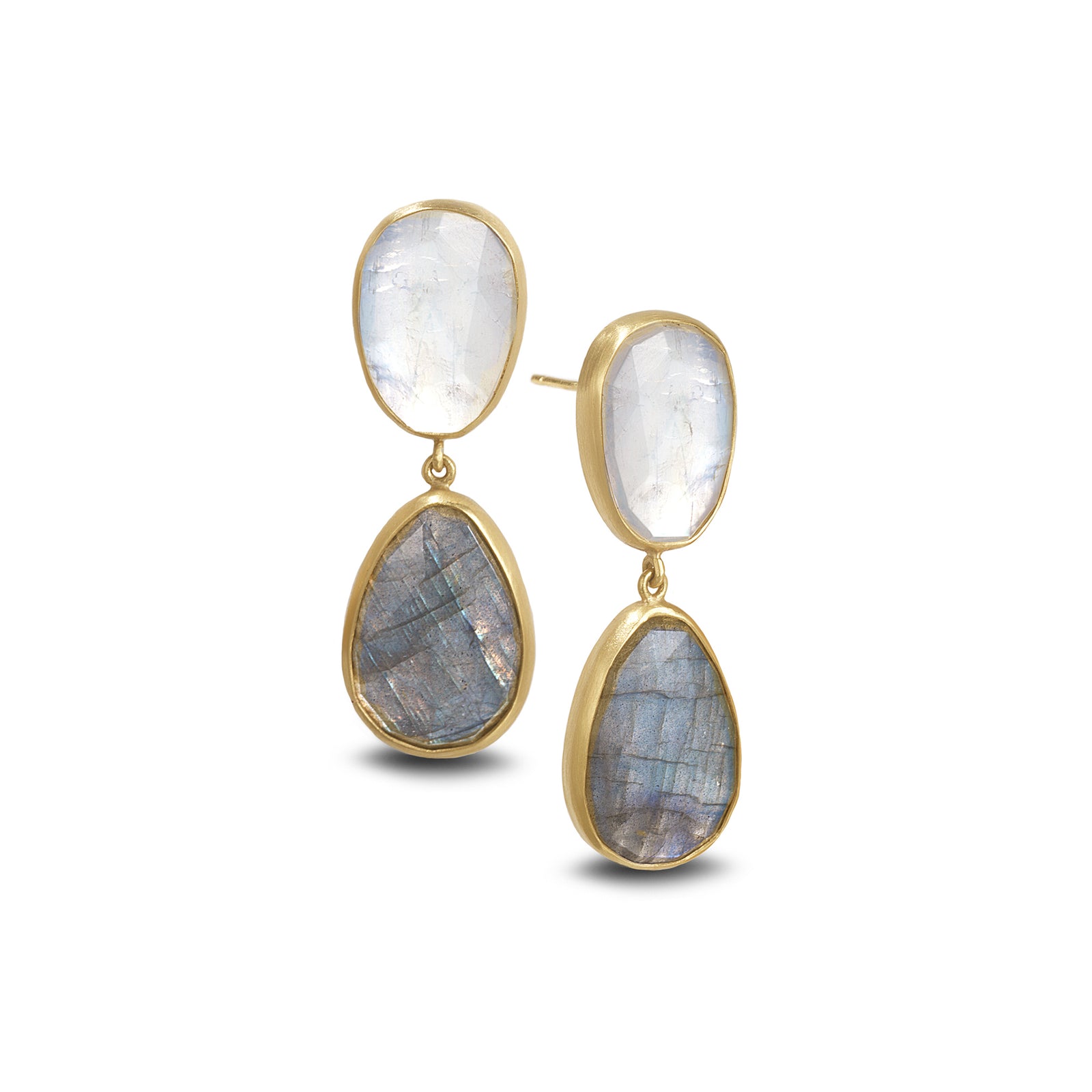 Double Drop Moonstone and Labradorite Earrings | Eli Halili