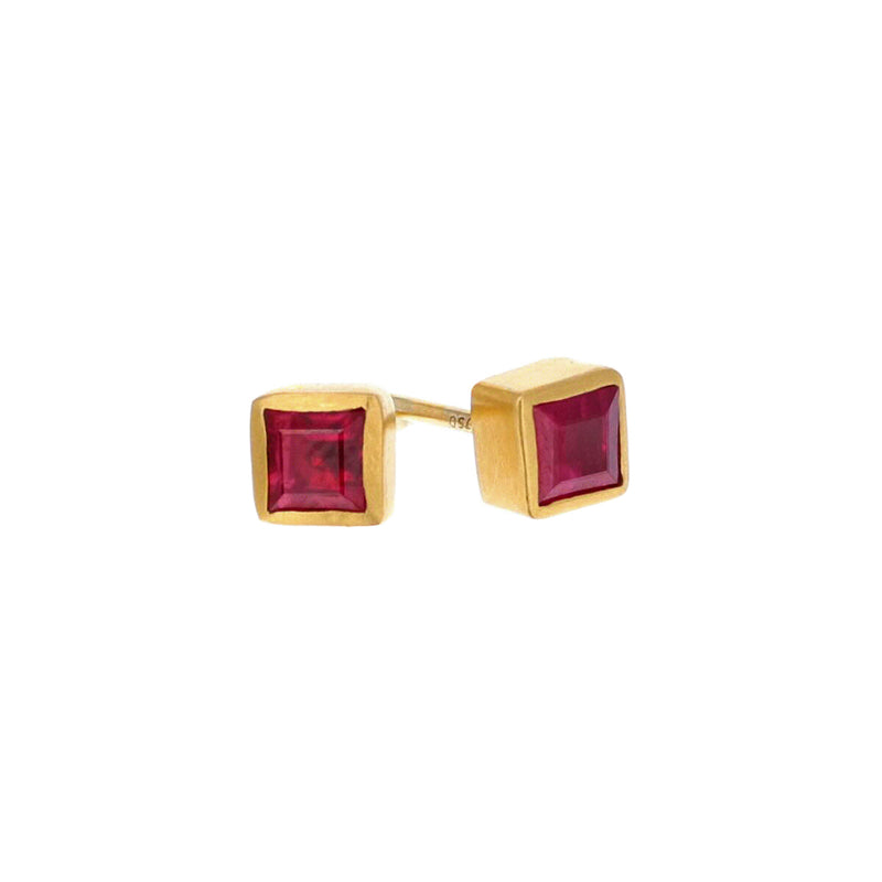 SQUARE RED RUBY EARRINGS
