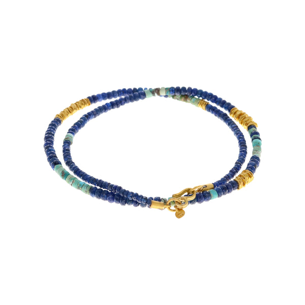 STRAND OF SAPPHIRE BEADS NECKLACE - 19"