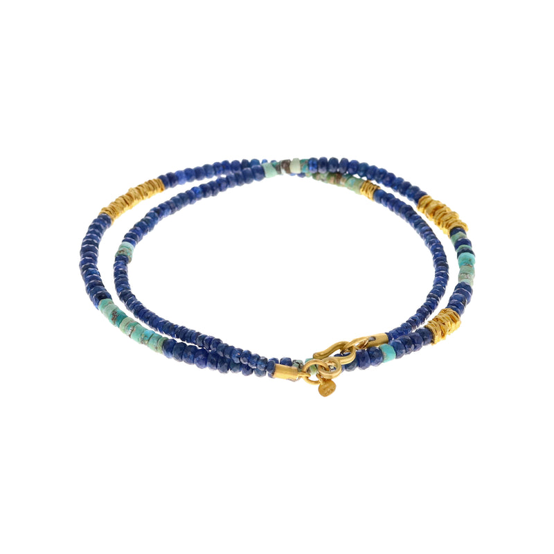 STRAND OF SAPPHIRE BEADS NECKLACE - 19"