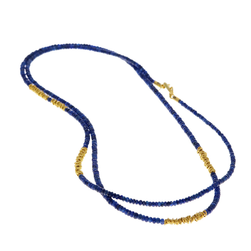 STRAND OF SAPPHIRE BEADS NECKLACE -36"