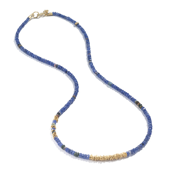 STRAND OF SAPPHIRE BEADS NECKLACE - 21"
