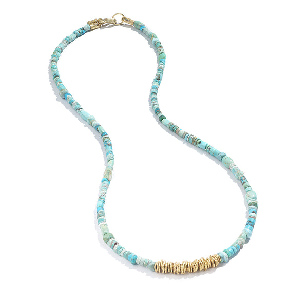 STRAND OF TURQUOISE BEADS NECKLACE - 18"