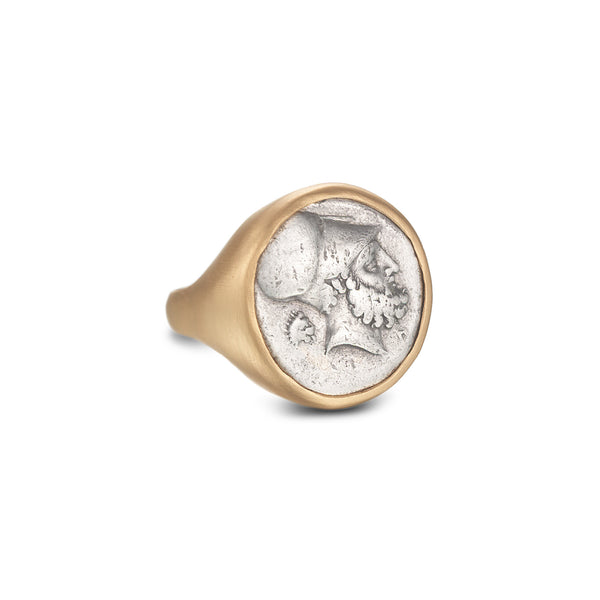 ANCIENT GREEK SILVER COIN RING