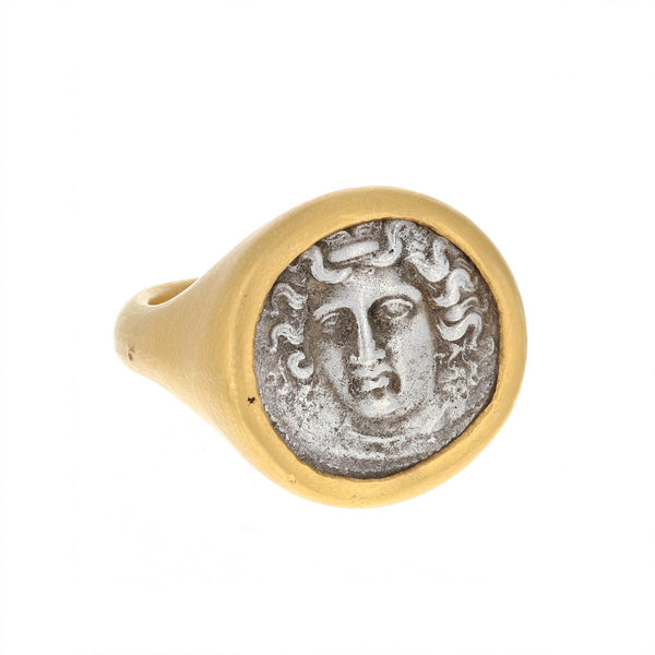 ANCIENT GREEK NYMPH LARISSA COIN RING