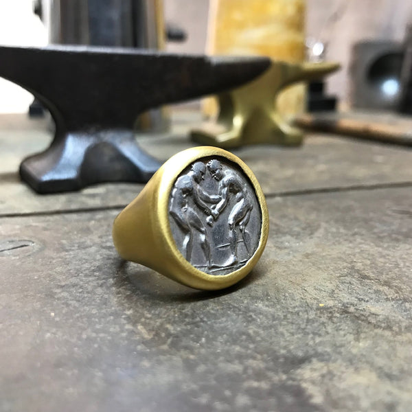 ANCIENT GREEK PALÉ COIN RING