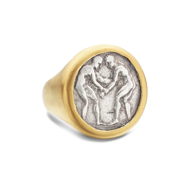 ANCIENT GREEK PALÉ COIN RING