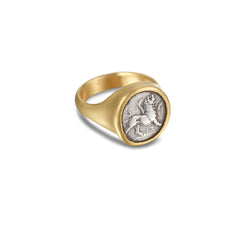 ANCIENT GREEK LION COIN RING