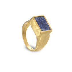 GOLD SQUARE TOP LAPIS RING